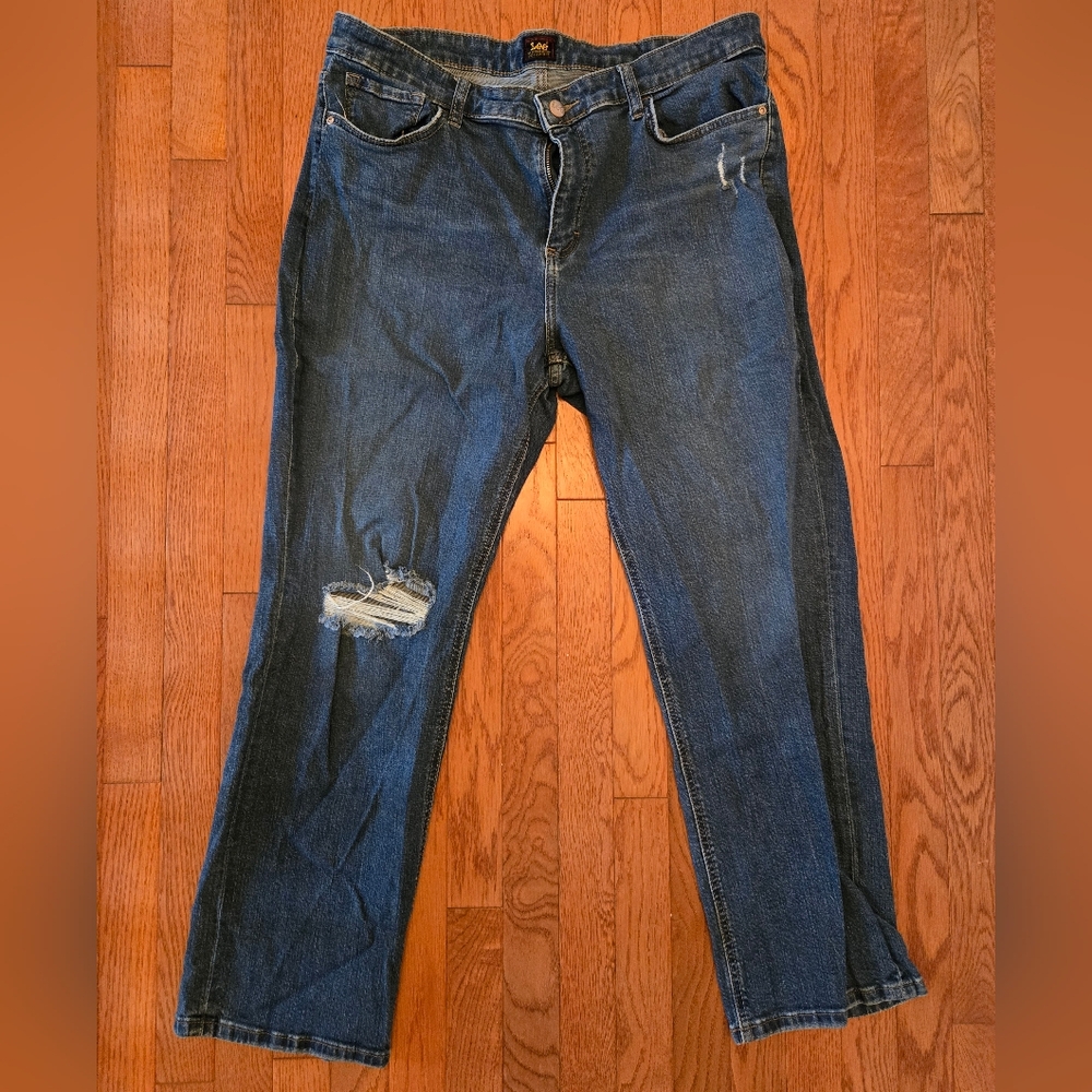 Lee Blue Boyfriend Jeans with Distressed Details
